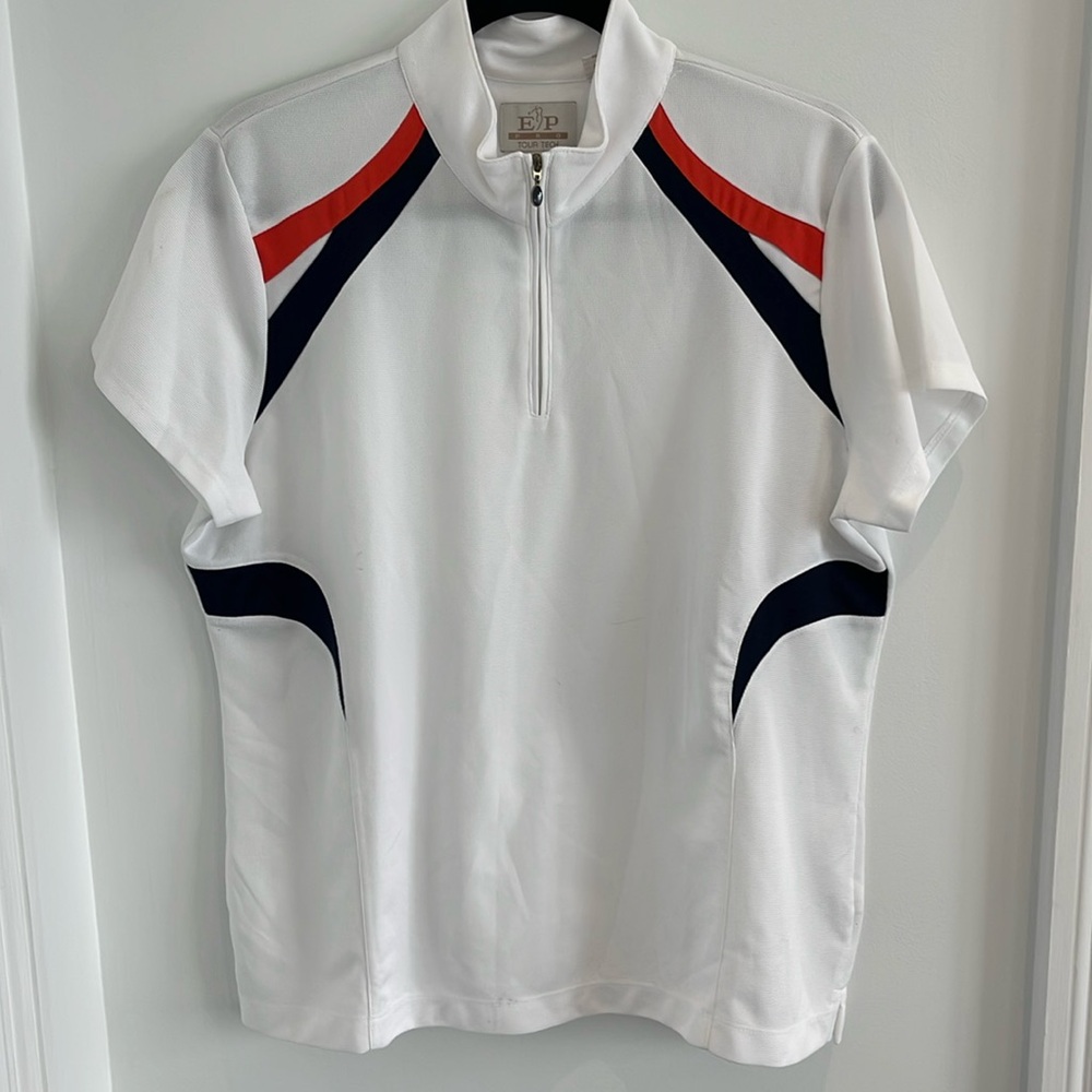 EP PRO TOUR TECH WHITE QUARTER ZIP GOLF SHIRT SIZE XL